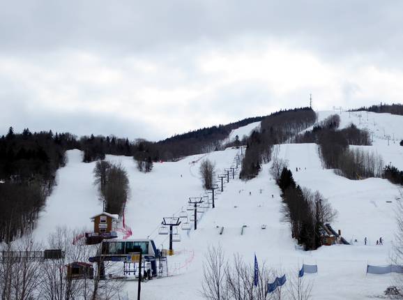 Wide runs through forest glades including a snowpark