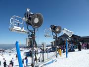High-performance snow cannons at the base