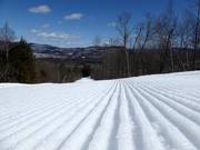 Perfectly groomed slope in the ski resort of Sunday River