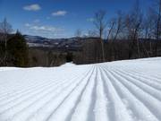 Perfectly groomed slope in the Sunday River ski resort