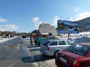 The parking lots in front of the Gigant ski slope