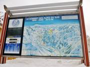 Trail map at the valley station of the Mercantour gondola lift