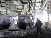 Staff is present at the gondola lift