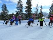 Mauro Bernardi - the first ski instructor for people with disabilities in Italy - with his group