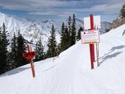 Steep terrain starting from the High Traverse