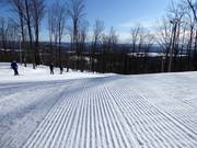 Perfectly groomed slope in the Bromont ski area