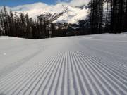 Freshly groomed piste in Serre Chevalier