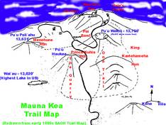 Trail map Mauna Kea – Hilo (Hawaii)