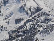 The village of Saint Sorlin d’Arves stretches uphill along the slopes.