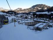 View of the accommodations in Fieberbrunn at the valley station