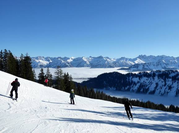 Panoramic view of Grasgehren winter sports resort from the Bolgengrat