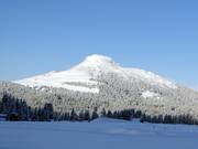 View of the Jochgrimm ski area from Passo Lavazé