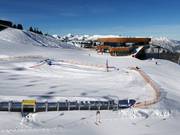 Large practice area at the mountain station of the Spieljochbahn