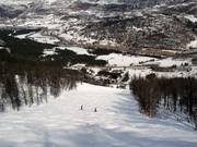 Mogul slope down to the valley