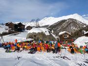 Deck chairs at the Blatten restaurant on the valley run