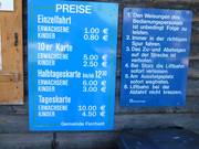 Price list at the base station