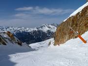 The red slope Bartavelles between impressive rock walls