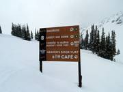 Slope signage in the Kicking Horse ski area