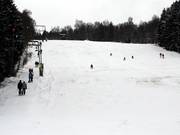 The upper section of the ski slope