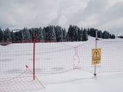 Barely visible and therefore well secured: storage pond on Mont Lachat