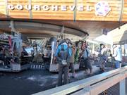 Assistance is provided when boarding the gondola lift.