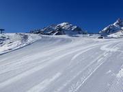 Groomed slope in the morning