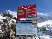 Slope signage with Freeride Check Point at the Hohsaas mountain station