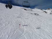 Tracks in the snow on the glacier