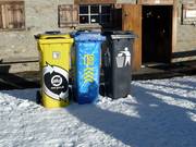 Recycling station in the ski area