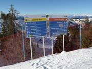 Slope signposting in the ski resort of Carezza