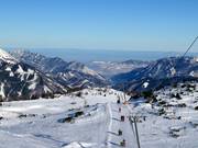 View from the highest point in the ski area at Schafkogel