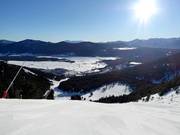 View over the village of Les Angles and the mountain landscape