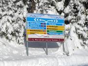 Slope signage in the ski resort