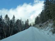 Mountain road to the Fairmont Hot Springs ski area