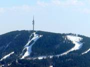Snezhanka peak with television tower – highest point in the ski resort of Pamporovo