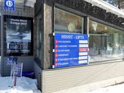 Information boards with the opening times of the lifts