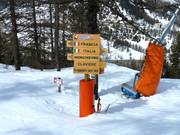 Signposts in the ski area