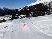 Snow lances on the valley run to Brigels