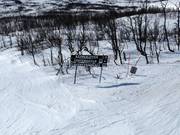 Slope signage in the Björkliden ski area