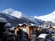 View of the mountains from the hotel in Saas-Fee