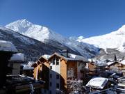 View from the hotel in Saas-Fee of the mountains