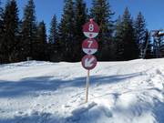 Slope signposting in the ski resort of Grasgehren