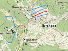 Trail map Nad Kostelem – Nové Hamry