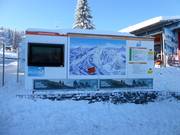 Information board at the central ticket office with operational information