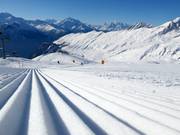 Perfect slope grooming in the Belalp ski area