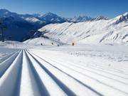 Perfect slope preparation in the ski resort of Belalp