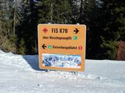 Slope signage in the ski area