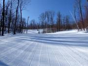 Perfectly groomed slope in the Bromont ski area