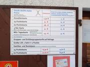 Price information at the ticket counter