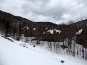 Chalets hidden in the forest right on the slope